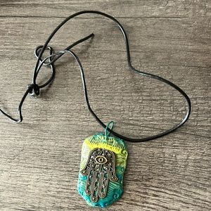 Unique handmade hamsa necklace